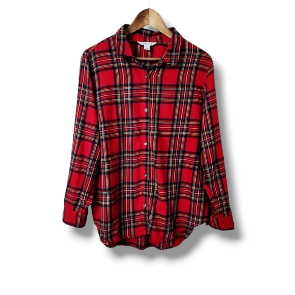 Old Navy The Classic Shirt Plaid Print Long Sleeve Flannel Shirt | XL